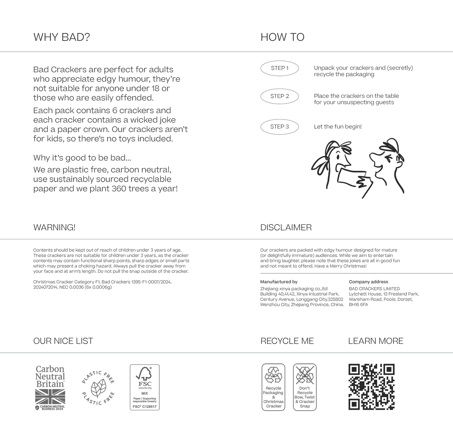 Back of Bad Crackers box