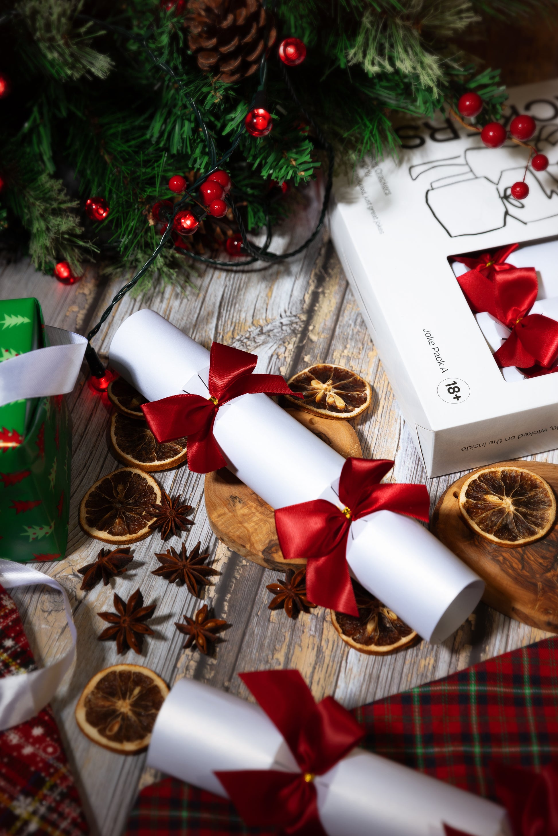 Bad Crackers underneath the Christmas tree